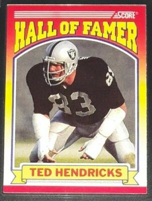 TED HENDRICKS - Hall Of Famer - 1990 Score NFL Football Card #599 - Image 1 of 2