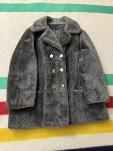 Vintage 60s 70s Sears Roebucks & Co Fur Pile Coat Jacket Grey Gray XL 24.5x31 - Picture 1 of 15