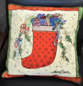 Laurel Burch Gatos Tapiz Almohada Navidad Medias Cuadradas 18x18 Verde Nuevo sin Etiquetas - Imagen 1 de 4