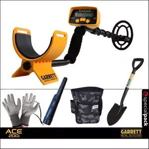 METAL DETECTOR ACE 200i GARRETT SPECIAL PACK PINPOINTER PALA MARSUPIO GUANTI - Foto 1 di 3