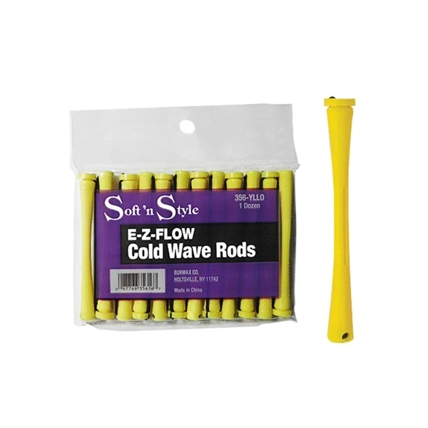 ST-356-YLLO BEAUTY SALON EZ COLD WAVE HAIR PERM RODS - 1 DOZEN YELLOW LONG - Image 1 of 1