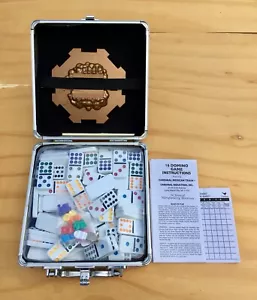 Cardinal Mexican Train Domino Game w/ 16 Games in Aluminum Embossed Case, Family - Picture 1 of 7