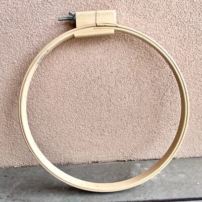 Vintage Wood Embroidery Quilt Cross Stitch Hoop 14” Round Frame Marie Products - Image 1 of 4