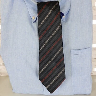 Галстук мужской серый в полоску однотонный костюм простой взрослый сланец темно повседневный полковой - Изображение 1 из 4