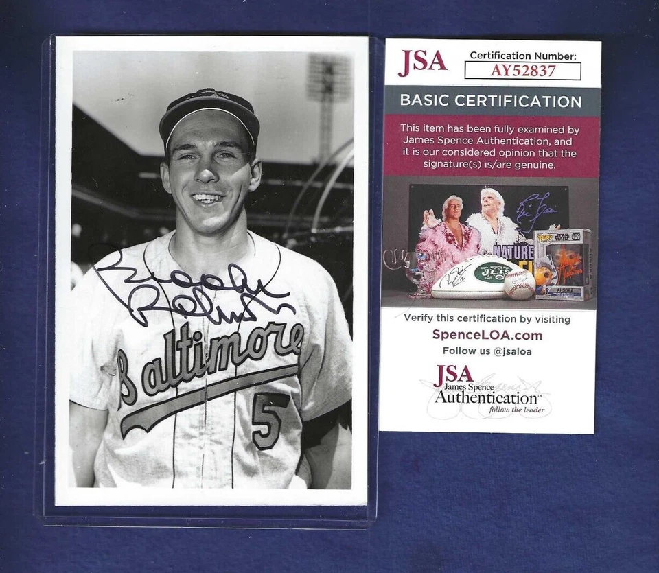 Brooks Robinson Autographed 4x6 Brace Rookie Photo Baltimore Orioles Baseball - Image 1 of 1