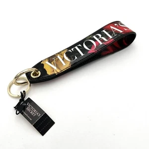 Victoria’s Secret Bold Floral Wristlet Keychain Signature Roses Logo Strap NWT - Picture 1 of 4
