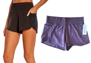Marika Women's Running Workout Athletic Lydia Shorts w/Pockets Sz XL Black Plum - Picture 1 of 7