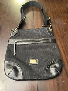 Bolso bandolera Tommy Hilfiger con correa tejida negro logotipo TH excelente condición - Imagen 1 de 18