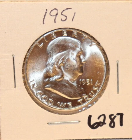 1951 US Franklin Silver Half Dollar Gem Unc Cover