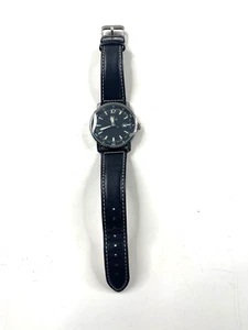 Hirsch Herren Armbanduhr schwarz Leder Armband - Bild 1 von 5