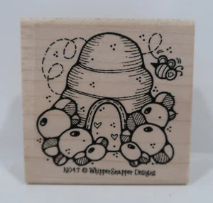 Sello de goma Whipper Snapper Designs de la década de 1990, colmena de abejas N047, flores - Imagen 1 de 2