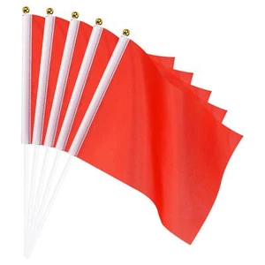 Rojo Bandera con Palo A Mano Sostenida Pequeña Bandera 8.2" x 5.5" 25pzs - Imagen 1 de 5