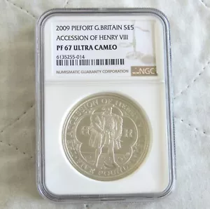 2009 HENRY VIII PIEDFORT SILVER PROOF £5 CROWN SLABBED NGC PF67 ULTRA CAMEO - Picture 1 of 3
