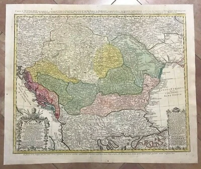 HUNGRÍA BALCANES FECHADOS 1744 HOMANN HEREDEROS MAPA GRANDE ANTIGUO GRABADO SIGLO XVIII Foto 1 de 4