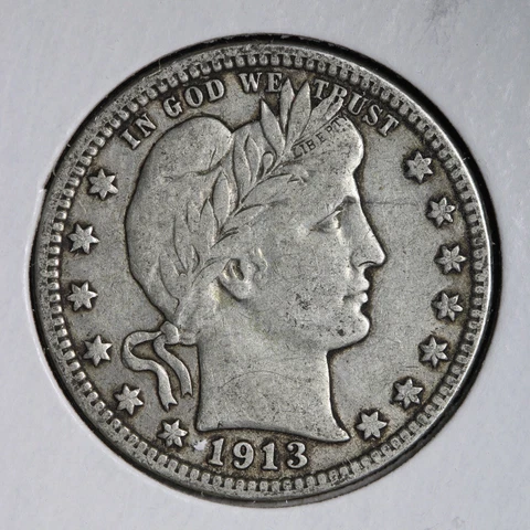 1913 Barber Silver Quarter CHOICE XF E264 RMT Cover