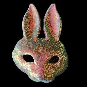 Rabbit Mask Cosplay Dress Up Halloween Soft Elastic Strap Sequin Face New - Picture 1 of 14