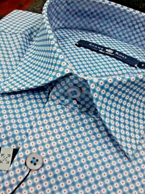 NWT Stone Rose men's size 1(XS)Short sleeve button down Shirt Geometric Hexag - Image 1 of 4