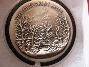 .83 OZ WITTNAUER LONGINES THE OLD GRIST MILL CHRISTMAS 0.925 .SILVER COIN+GOLD - Picture 1 of 10