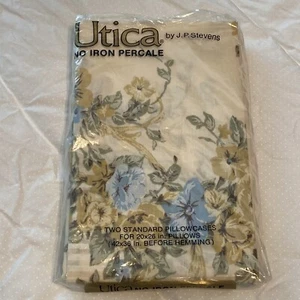 Vintage NEU Utica Blumen Kissenbezüge 2 Standard kein Eisen Perkal NEU - Bild 1 von 9
