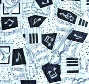 Music Fabric Traditions Black White Instrument Piano Glitter Cotton Fabric 32" - Picture 1 of 5