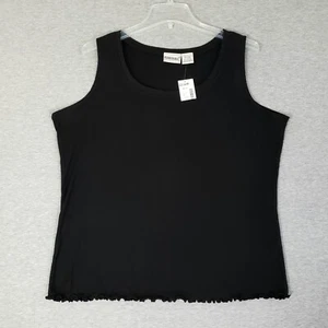 Fashion Bug Plus 22/24W Black Sleeveless Ribbed Tank Top Scalloped Hem NEW w/Tag - Picture 1 of 7