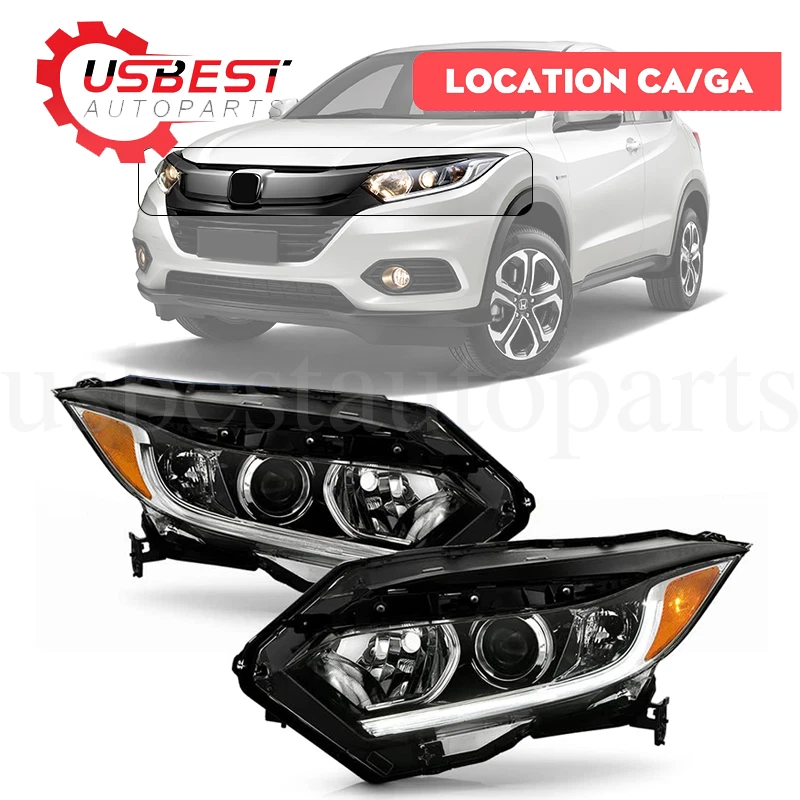 Headlights Halogen w/LED DRL For 2019 2020 2021 2022 Honda HRV HR-V Left & Right - Image 1 of 4