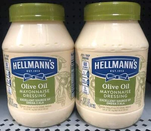 2 JARS Hellman's Mayonnaise Dressing Olive Oil Mayo 30 oz Dressing Best Foods - Picture 1 of 7