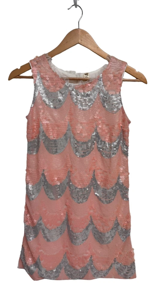 Vestido justo Cherokee feminino sem mangas rosa claro e prata lantejoulas tamanho G - Imagem 1 de 4