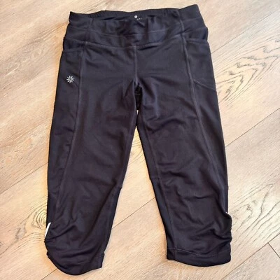 Athleta Crop Size Small S Be Free Knicker Black Neverend Drawstring Pocket Capri - Image 1 of 4