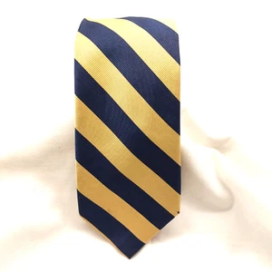 ROOSTER Silk Repp Necktie Gold Blue Striped Mens Tie 62"x3" - Picture 1 of 4