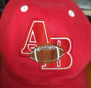 Otto Red Football Cap Hat Letters AB Red White Adjustable Soft Nice - Picture 1 of 8