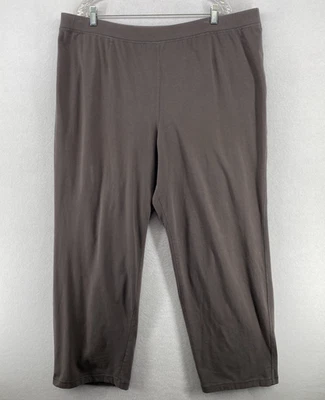 EILEEN FISHER Pants 3X Organic Cotton Stretch Jersey Straight Pull On Gray USA - Image 1 of 4