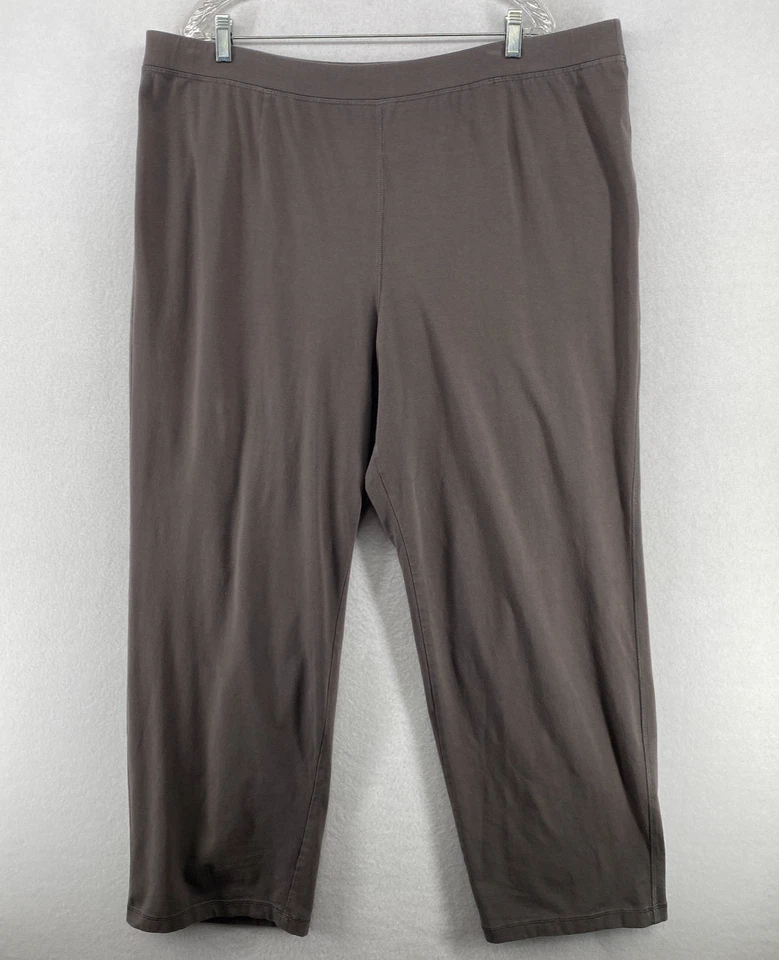 EILEEN FISHER Pants 3X Organic Cotton Stretch Jersey Straight Pull On Gray USA - Image 1 of 4