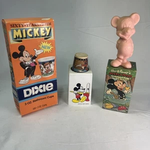 Mickey Mouse Dixie Cups Sealed W/Dispenser And Sculptured Soap Vintage Disney - Picture 1 of 15