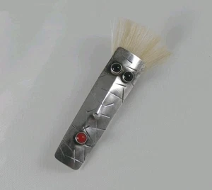 Skurrile James Leterneau Sterlingsilber Gesichtsmaske Anstecknadel Brosche - Bild 1 von 6