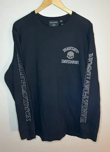 Herren Harley Davidson schwarz Langarm Willie G Totenkopf bestickt Hemd Large - Bild 1 von 5