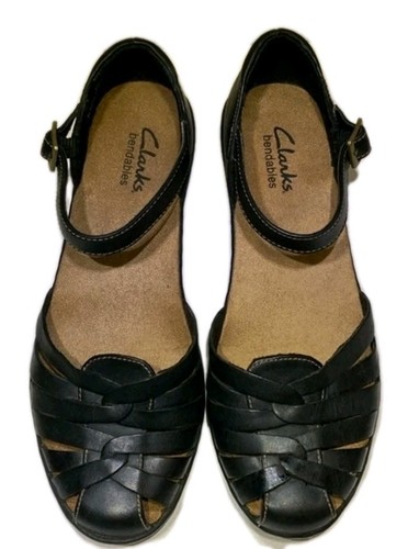 Sandali alla caviglia Clarks Bendables Wendy Land in pelle blu navy da donna 8 5 M