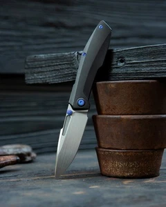 Null Knives Raiden R2/S Titanium Handle Blurple Accents Hand Rubbed Magnacut - Picture 1 of 13