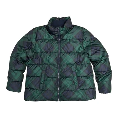 Old Navy Plaid Puffer Jacket Men’s XL Blue Green 2019 Fleece Lined EUC - Image 1 of 4