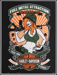 San Diego Harley-Davidson '07 Silkscreen Poster Scrojo Full Metal Attraction /40 - Picture 1 of 1
