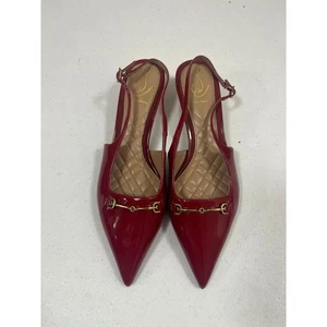 Sam Edelman Women's Slingback Heels Pointed Toe Red Patent Leather Size 6 - Picture 1 of 7