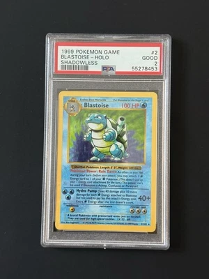 Blastoise Holo - 2/102 - Shadowless Base Set Vintage Pokémon Card - PSA 2 - Image 1 of 2