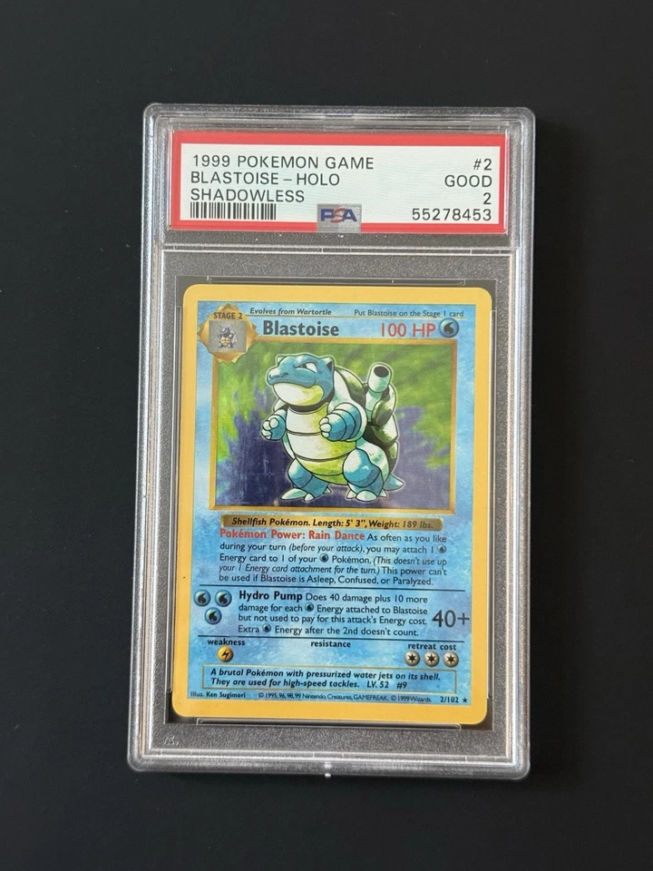 Blastoise Holo - 2/102 - Shadowless Base Set Vintage Pokémon Card - PSA 2 - Image 1 of 2