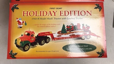 FIRST GEAR Holiday Christmas 1960 B-Model Mack Tractor with Lowboy Truck 1/34 - Image 1 of 3