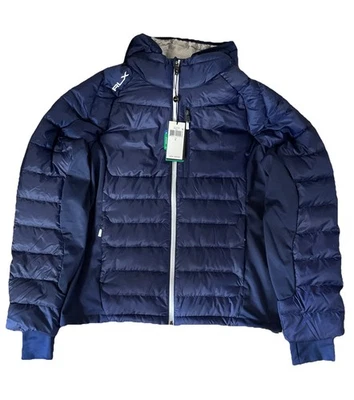RLX Ralph Lauren Men’s Golf Water Repellent Puffer Down Jacket, Hooded Navy M-XL - Image 1 of 4