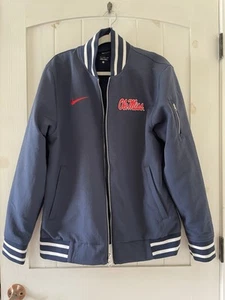 Men’s Nike Navy Ole Miss Rebels Full Zip Bomber Jacket Size M On Field Football - Picture 1 of 8