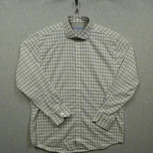 Twillory Shirt Mens 17.5 34-35 Gray White Gingham Dress Tailored Fit Performance - Picture 1 of 8