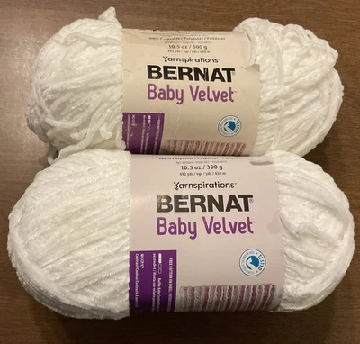 2 Pack Bernat Baby Velvet Yarn 10.5 Oz ~  300G ~ 492 yds Snowy White New - Image 1 of 4