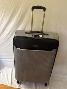 $400 Guess 28" Spinner Luggage Large Check In Black Signature - Picture 1 of 7