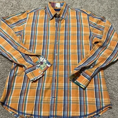 Camisa Hombre Georg Roth Los Angeles Manga Larga Multicolor Naranja Cuadros Talla M Foto 1 de 4